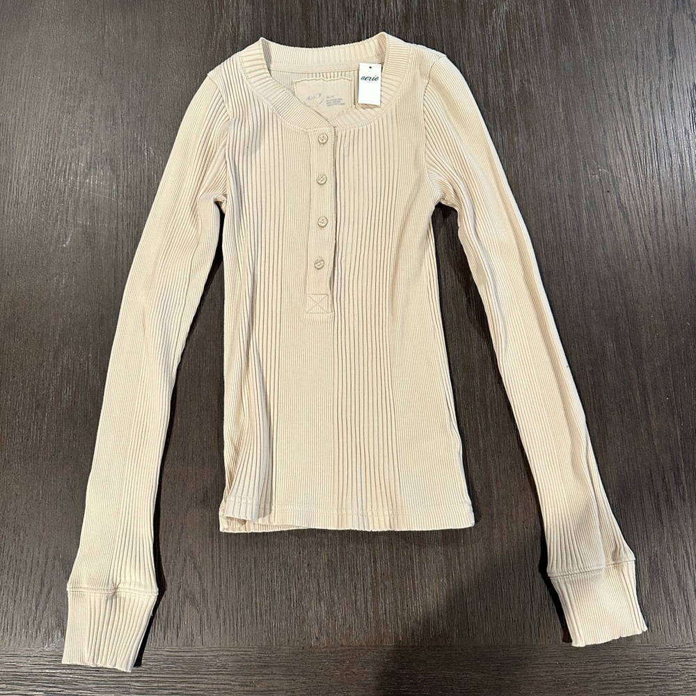 Tan Aerie Long Sleeve Shirt